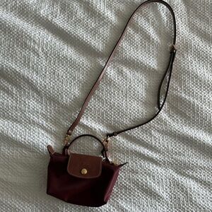 Mini Longchamp Le Pliage in Burgundy (GENTLY USED LIKE NEW, COMES WITH STRAP)